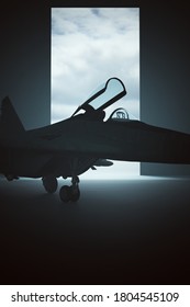 Supersonic Jet Aircraft In A Dark Hanger 3d Illustration 3d Render