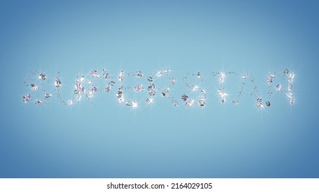 Superstar - Diamond Text On Light Blue Bg - Abstract 3D Illustration