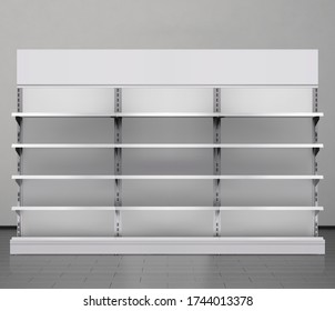 Superstore Shelf Gondola Display Isolated 3d Illustration