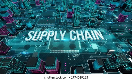 Supply Chain With Digital Technology Concept 3D Rendering