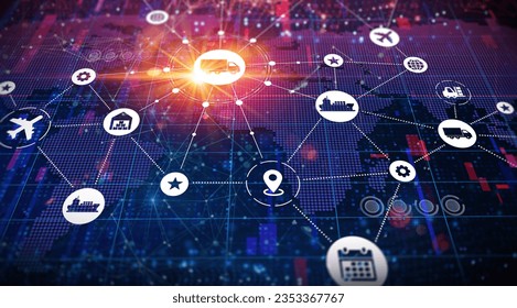 Supply Chain Management - SCM - The Coordinated Process of Producing and Delivering Goods and Services from Suppliers to Consumers - Conceptual Illustration