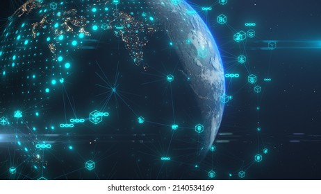 Supply Chain Smart Contract Computer Code Agreement On Blockchain Network - Illustration Rendering