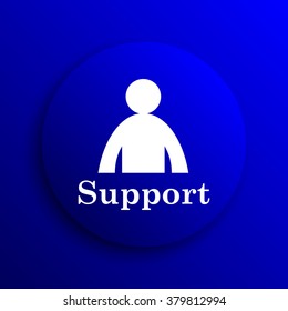 Support icon. Internet button on blue background.