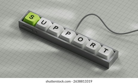 support.3D illustration of Computer keyboard keys.close up of Computer keyboard keys,3D rendering on white background.