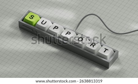 support.3D illustration of Computer keyboard keys.close up of Computer keyboard keys,3D rendering on white background.