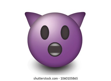 Suprised Devil Emoji With Open Mouth With Horns