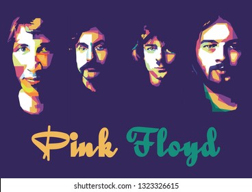 Surabaya, Indobesia - February 26 2019 : Pink Floyd in wpap
