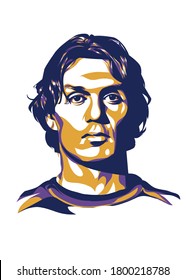 Surabaya,Indonesia-August 22,2020: Paolo Maldini Colorfull Art With White Background