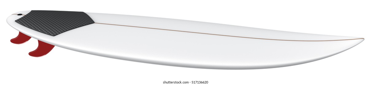 Surf Board Blank, Short Surfboard. 3D Render Illustration, Isolated On White Background