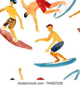 Surf Pattern Surfing Seamless Background Flat Stock Illustration ...
