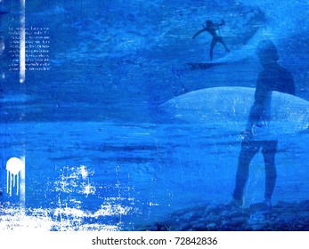 Surf Poster With Surfer In Wave