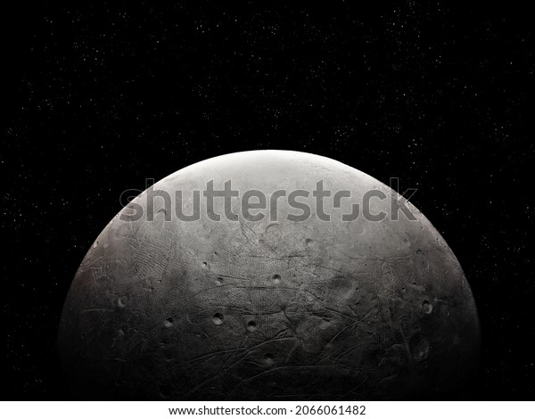 Surface of the moon with\
craters, planetary satellite. Secondary planet in deep space 3d\
illustration. 