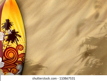 surfboards on sand color background with space - Powered by Shutterstock