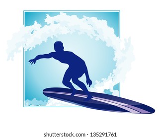 Surfer Silhouette Abstract Wave Background Stock Illustration 135291761 ...