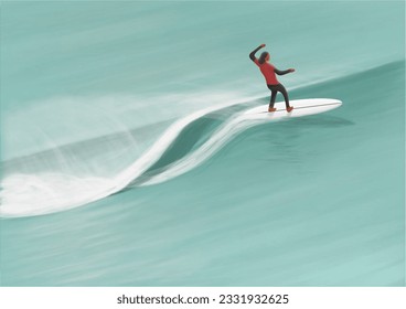 surfer surfing on beach wave sea illustration for banner template background - Powered by Shutterstock