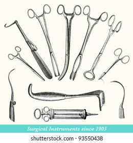 Surgical instruments - vintage engraved illustration - "Manuel des hospitalière et des garde-malaldes"  edited by  Librairie Poussielgue - Paris 1907