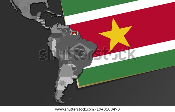 Suriname Flag World Map Grey Background Stock Illustration 1948188493   Suriname Flag World Map Grey 600w 1948188493 