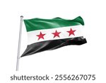 Özgür Suriye bayrağı.
Free Syria flag waving on white background.