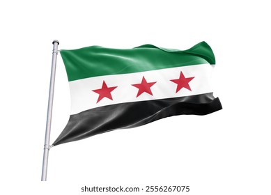 Özgür Suriye bayrağı.
Free Syria flag waving on white background. - Powered by Shutterstock