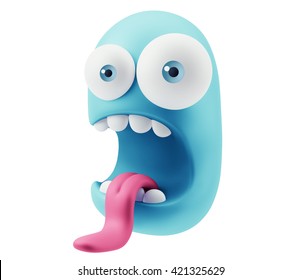 Nail Biting Emoji Cartoon 3d Rendering Stock Illustration 421366783