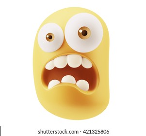 Surprised Emoticon Face 3d Rendering Stock Illustration 421325806 ...