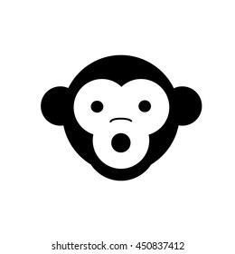 Surprised Monkey Head Black Isolated Icon Stock Illustration 450837412 ...