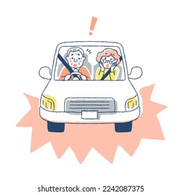 Surprised senior couple in an accident while driving - Powered by Shutterstock