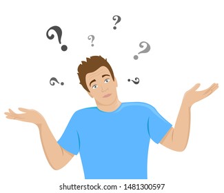 Man Shrugging Curious Expression Search Solution Stock Vector (Royalty ...