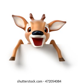 surprized little cartoon deer, 3d render