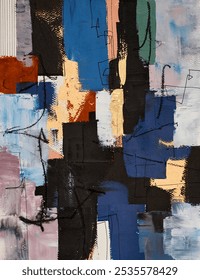 Surreal abstract art, crafted with oil paint strokes on canvas. The texture and bold colors create a captivating visual experience. Ideal as a statement  work brings creativity to any space.
