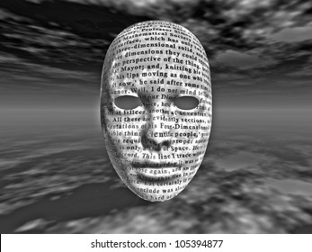 Surreal Face With Text Text Is From HG Wells Time Machine It Is In The Public Domain And There Is No Need For Any Release It Was Published In 1895