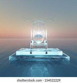 A Surreal Hunters Ice Throne Floating Out Into Sea.