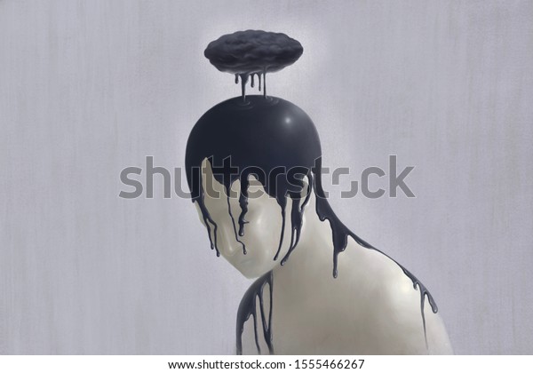 Surreal Scene Sad Depression Human Emotion Stock Illustration 1555466267