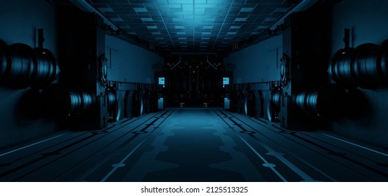 Surreal Technology Empty Hallway Corridor Room Garage Studio Dance Glowing Innovative Light Grey Colors Background Experimental Lab Used For Presentations 3D Render