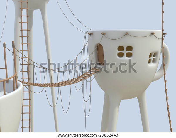 Surrealistic tea cups\
architecture\
forms