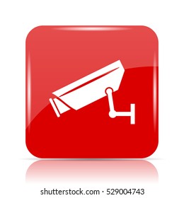 Surveillance camera icon. Surveillance camera website button on white background.