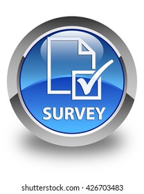 Survey glossy blue round button