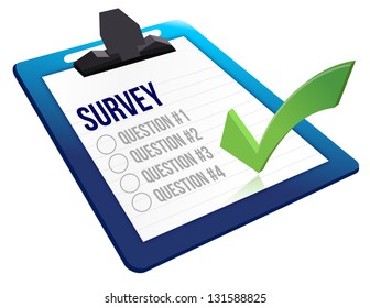 Survey And A List Of Questions Illustration Design Over White