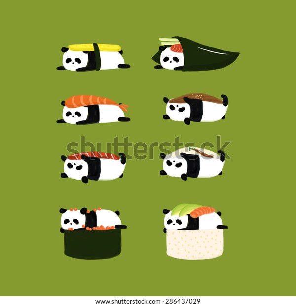 Sushi Panda Stock Illustration 286437029