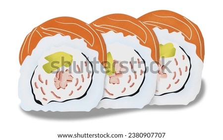 Sushi roll. Philadelphia with salmon, avocado, cream and crab stick.  Japanese food. Isolated on white background.  Stock photo © 