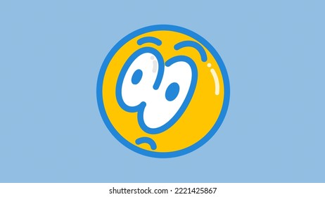 Suspicious Face Emoji On A Blue Background