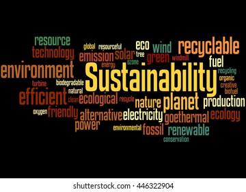 Sustainability Word Cloud Concept On Black Stock Illustration 446322904 ...