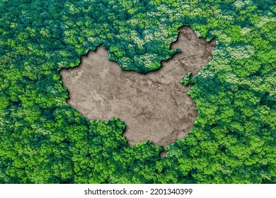 Sustainable Habitat Map Of China, Environment Concept