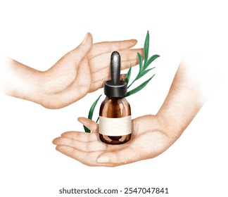 Sustainable Living: Watercolor Illustration of Hands Holding Reusable Jars for Mindful Consumption - Powered by Shutterstock