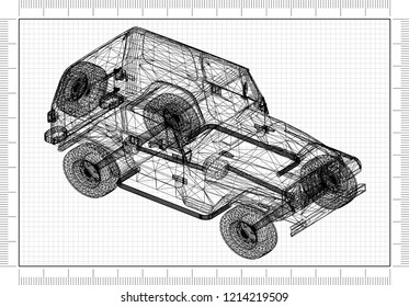 Suv Car Blueprint Stock Illustration 1214219509 