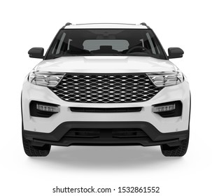SUV Car Isolated (front view). 3D rendering