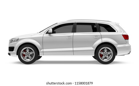 SUV Car Isolated (side View). 3D Rendering