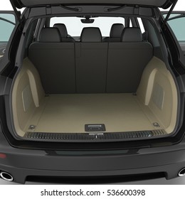 SUV clean empty trunk isolated on a white. 3D illustration
