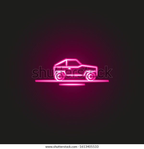 suv\
desert car neon style icon. Simple thin line, outline of desert\
icons for ui and ux, website or mobile\
application