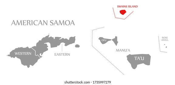 Swains Island Red Highlighted In Map Of American Samoa Islands